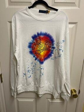 Ralph Lauren White Tie-Dye Sunburst Logo Tee